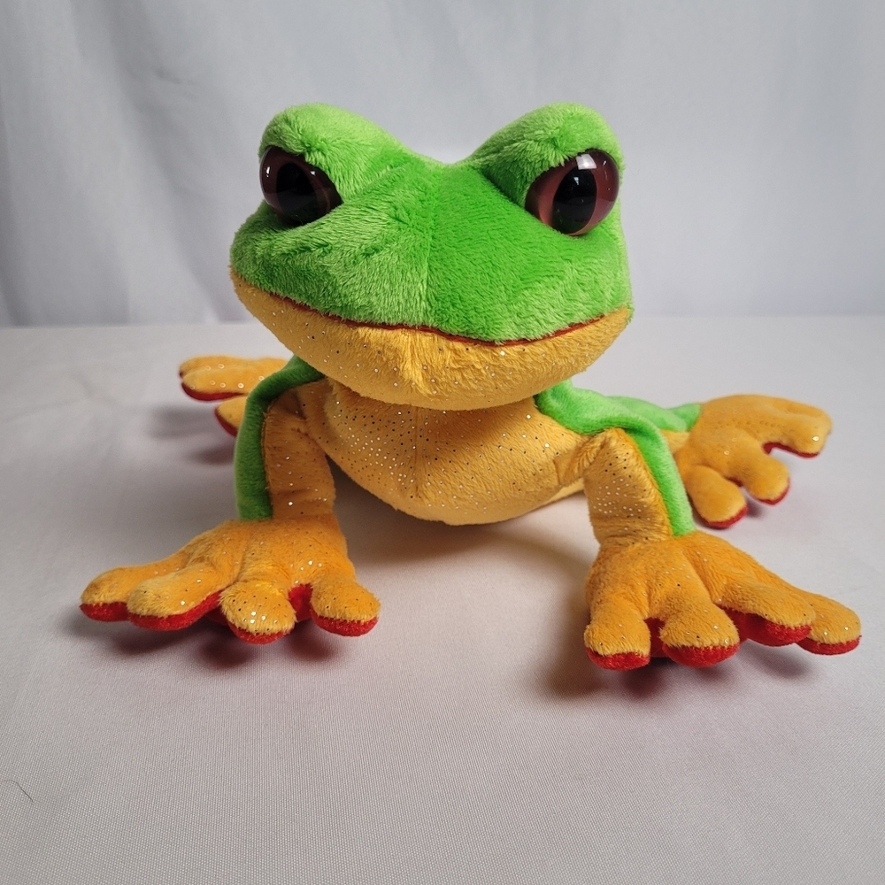 Ganz Webkins Bright Green Yellow Tree Frog Plush No Code 8"